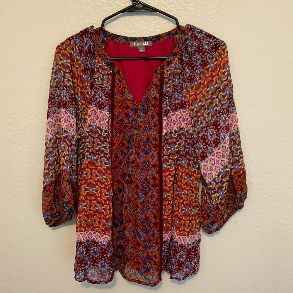 Roz & Ali Boho Peasants Blouse (S) Small